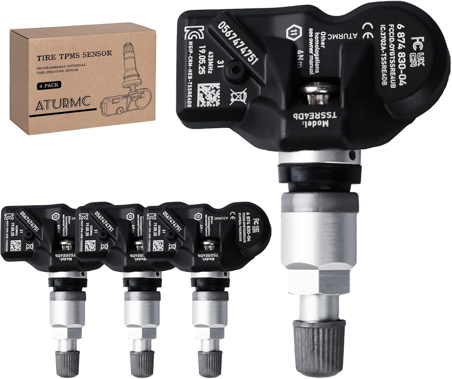 Set of 4 TPMS Tire Pressure Monitoring System Sensor 433 MHz Compatible with BMW 335i 328i 435i Mini OEM-Replaces# 36106798872 36106874830 6798872 36106890964
