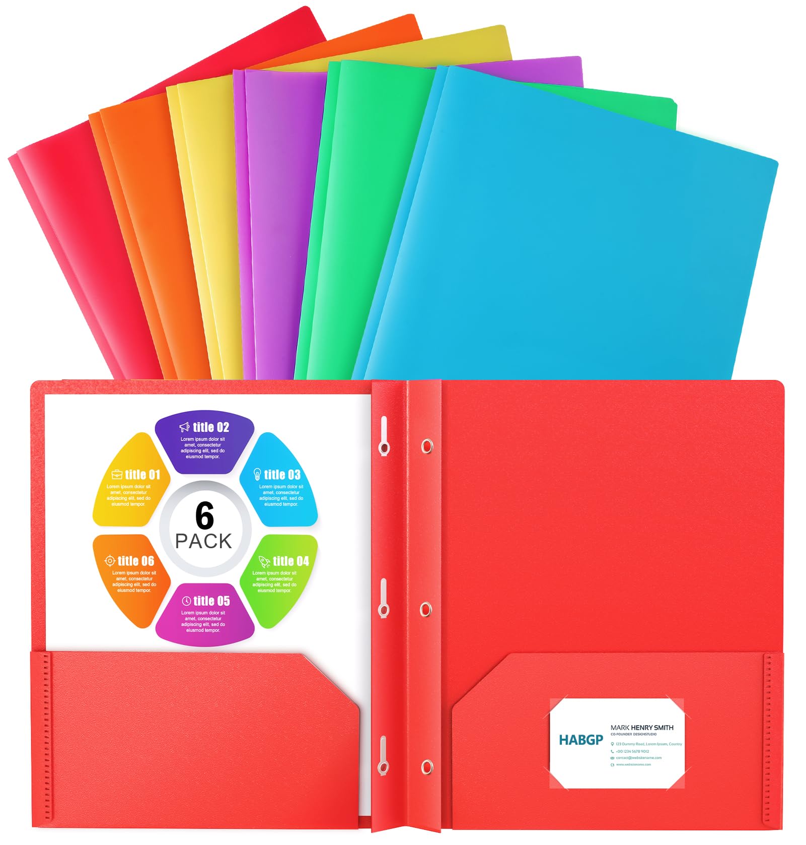 Photo 1 of HABGP 6 Folders with Pockets and Prongs - Plastic File Folders
