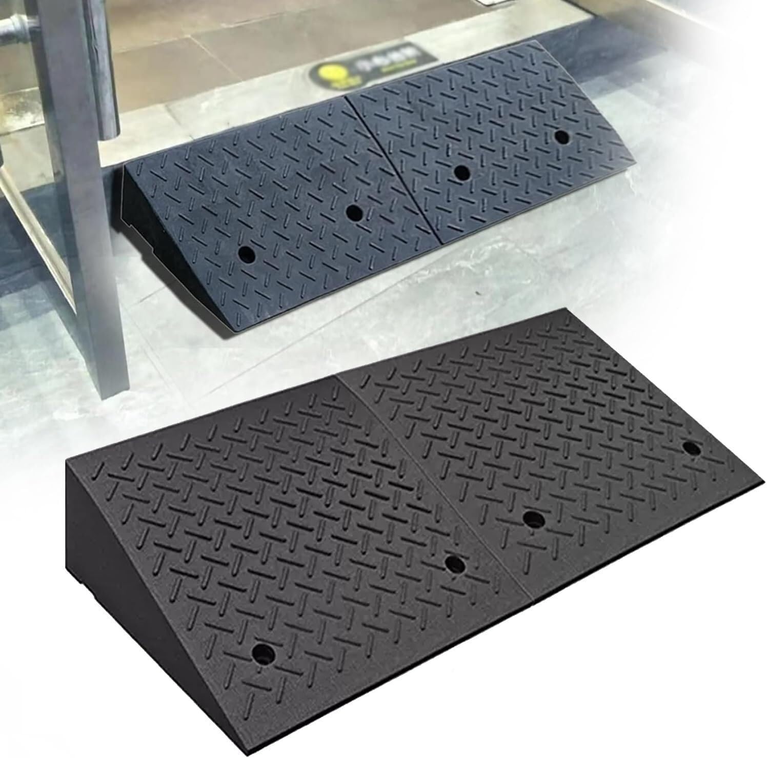 Rampa de borde de goma resistente de 11 cm para aceras y coches