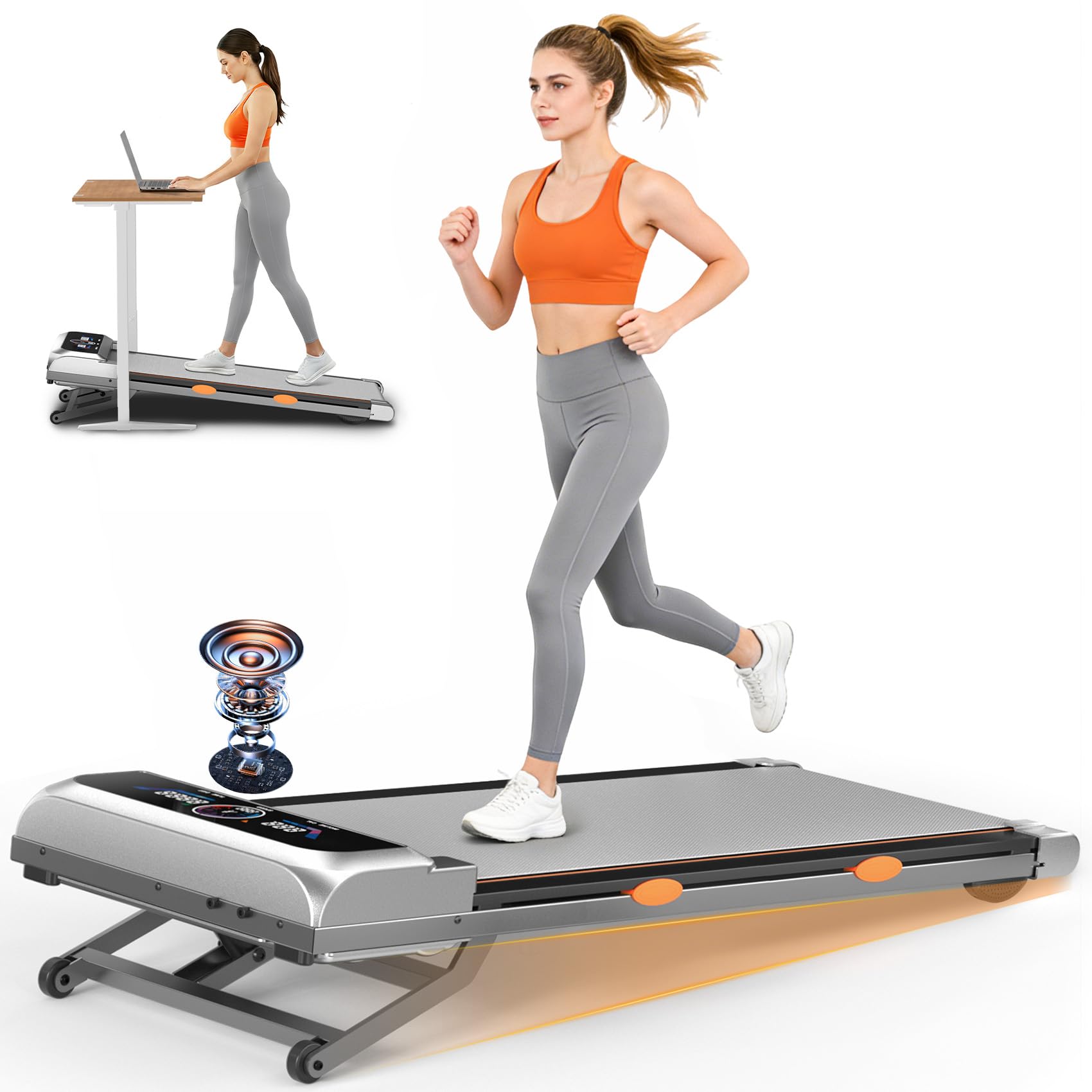 foldable treadmill under desk 15% incline bluetooth speaker ui screen