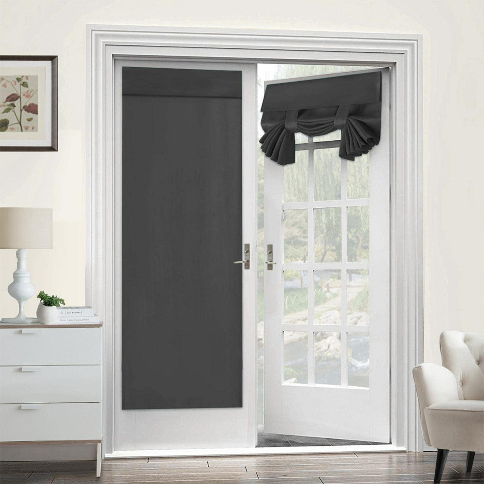 Tongdejing Cortinas de puerta francesa, 26 x 68 pulgadas, cortinas opacas negras para puerta francesa, cortinas de privacidad para puerta francesa del hogar, dormitorio, entrada (gris, tamaño: 2