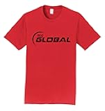 Red T-Shirt 100% Cotton - 900 Global Bowling - Black Logo - Design 000J