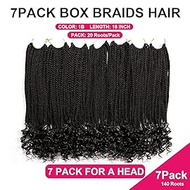 7 Packs 18 Inch Bohemian Goddess Box Braids Crochet Hair for Black Women (18 Inch, 1B)