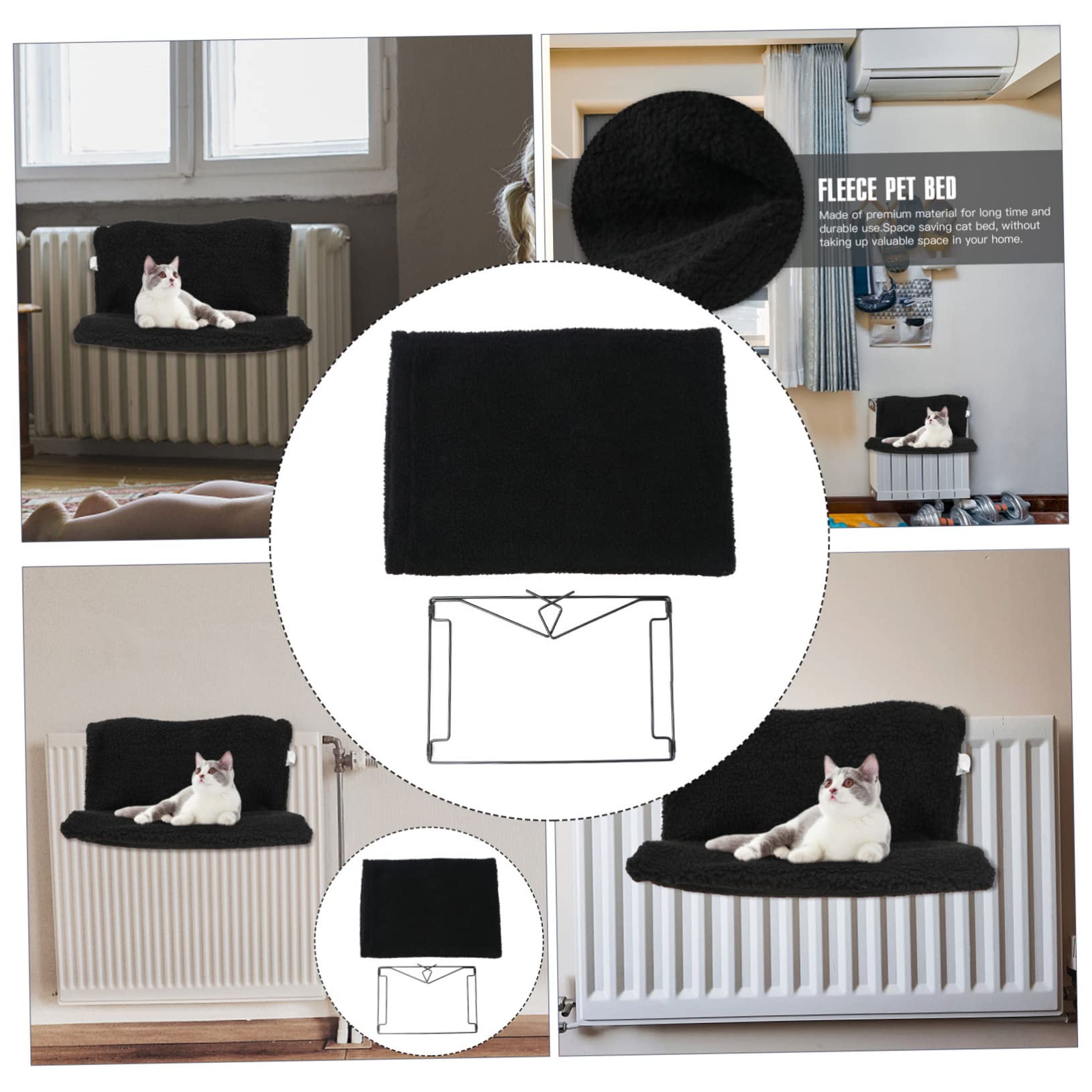 HANABASS Hamac pour Chat Chaud Noir en PP et Tissu Polyester