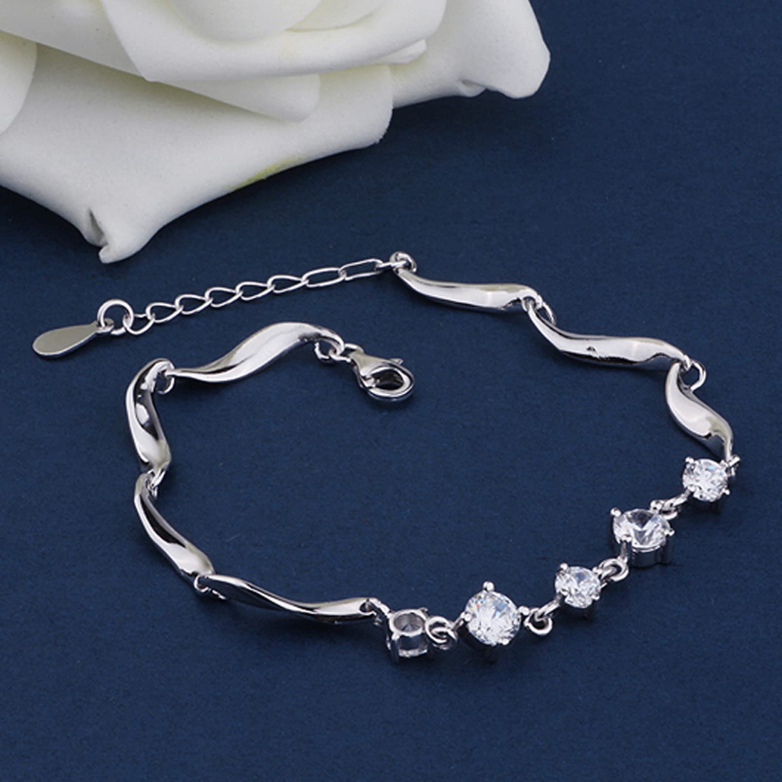 Bransoletka damska 925 Sterling Silver Moda damska Bransoletka Biżuteria ślubna Bransoletka z cyrkoniami Prezent