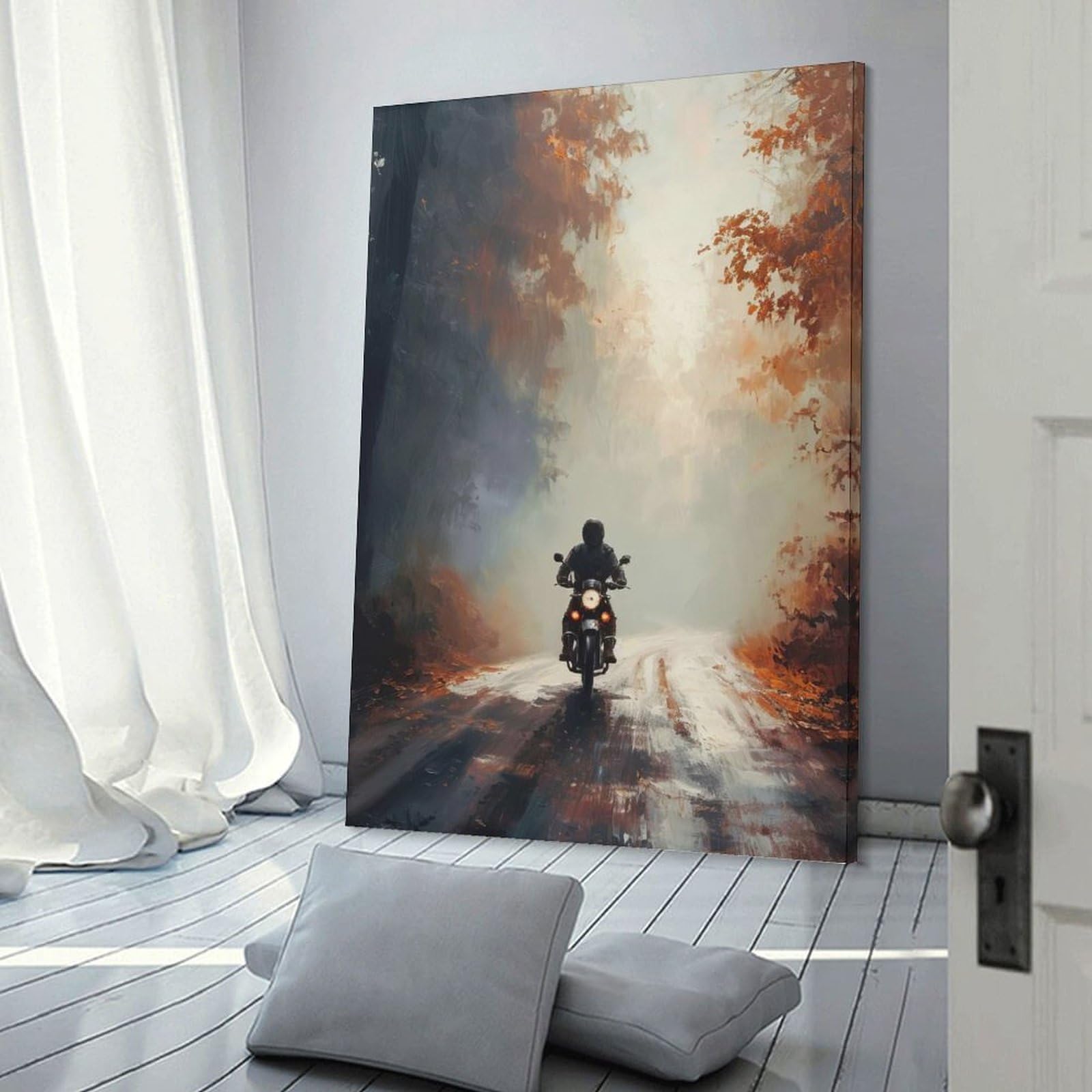 Junmoney Leafy Ride Home Decor Wall Art 16x24inch(40x60cm), for Living Room, Lounge Or Sitting Room, A Home Accent with Warm Character