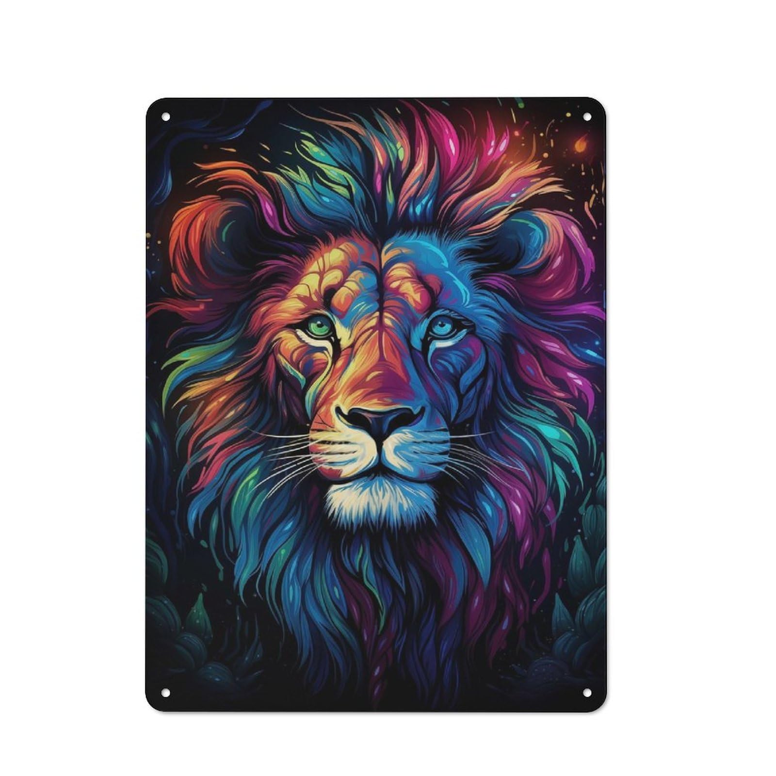 Junmoney Style-14 Lion Watercolor Rustic Metal Sign 40X30cm For Garden Room Or Summerhouse, For Summerhouse Decorators
