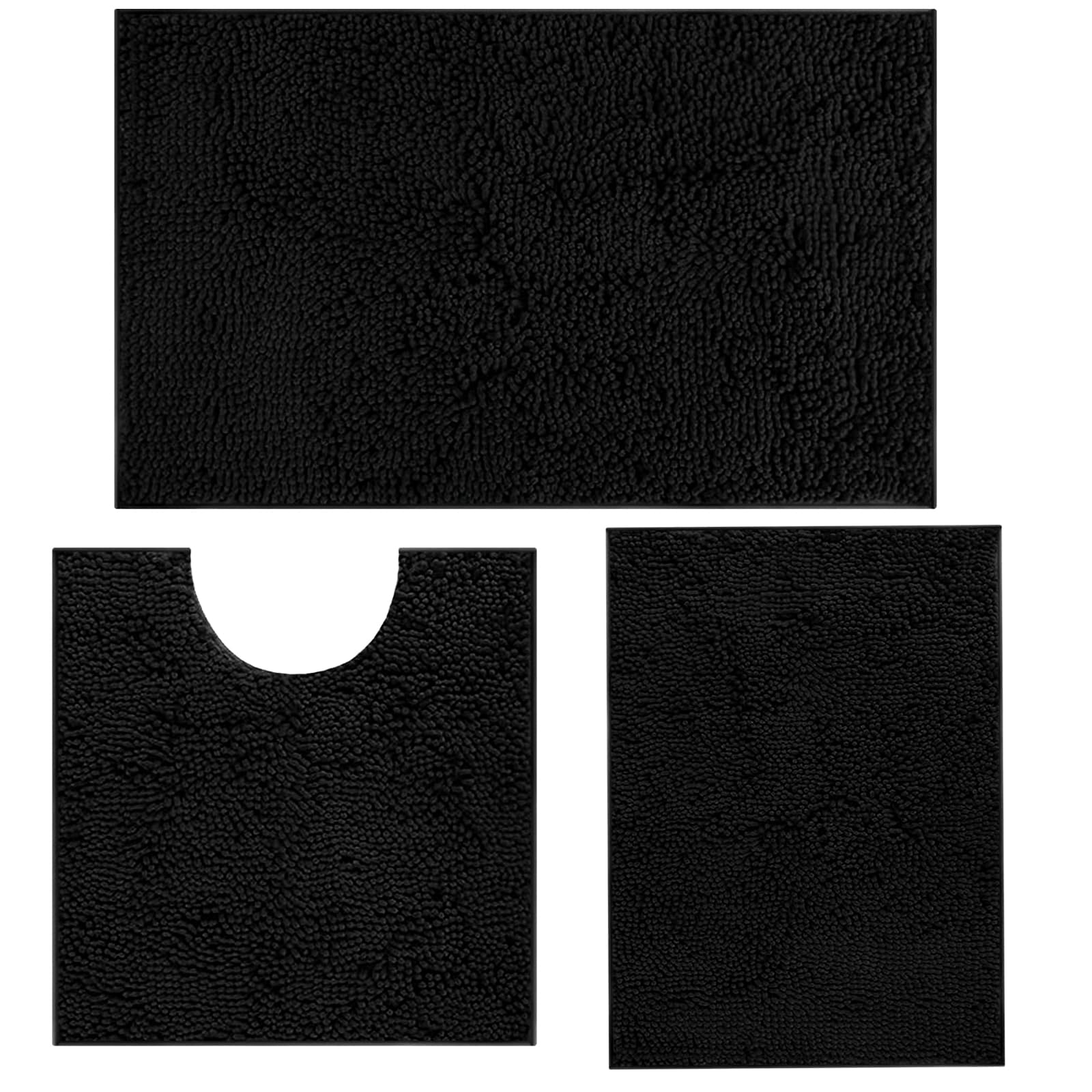 RUN HELIX Set di tappetini da bagno, in morbida ciniglia, antiscivolo, 50 x 80 cm, 40 x 60 cm, assorbente, 50 x 50 U, colore grigio scuro