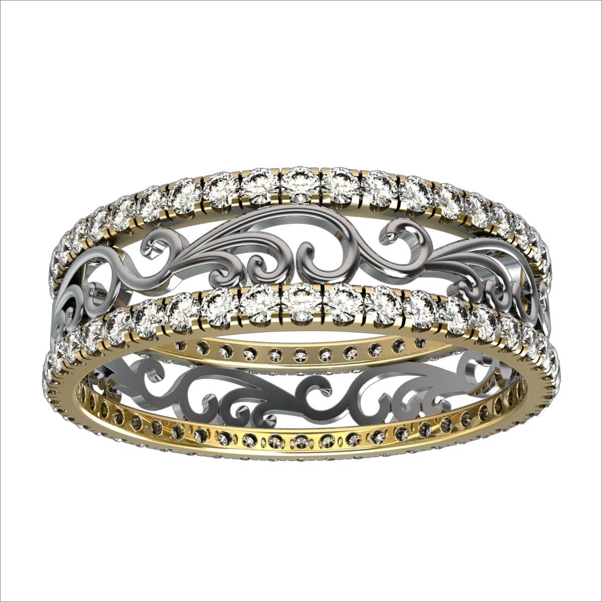JEWELS FORUM Symbolic Wind Eternity Band Rings in 14K Gold With 0.6 Carat Diamonds and Band Width 5.5mm
