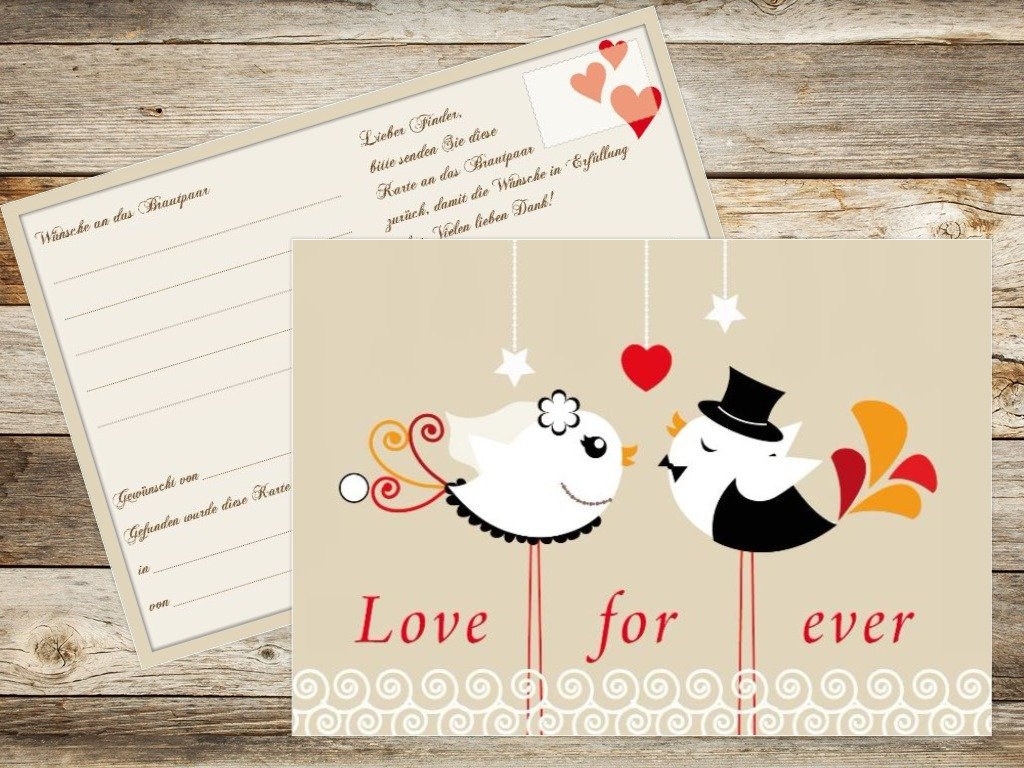 55 biglietti per palloncini Love for Ever con volatili – Biglietti per il matrimonio, extra leggeri, resistenti alle intemperie, già preforati da Edition Colibri (set 16