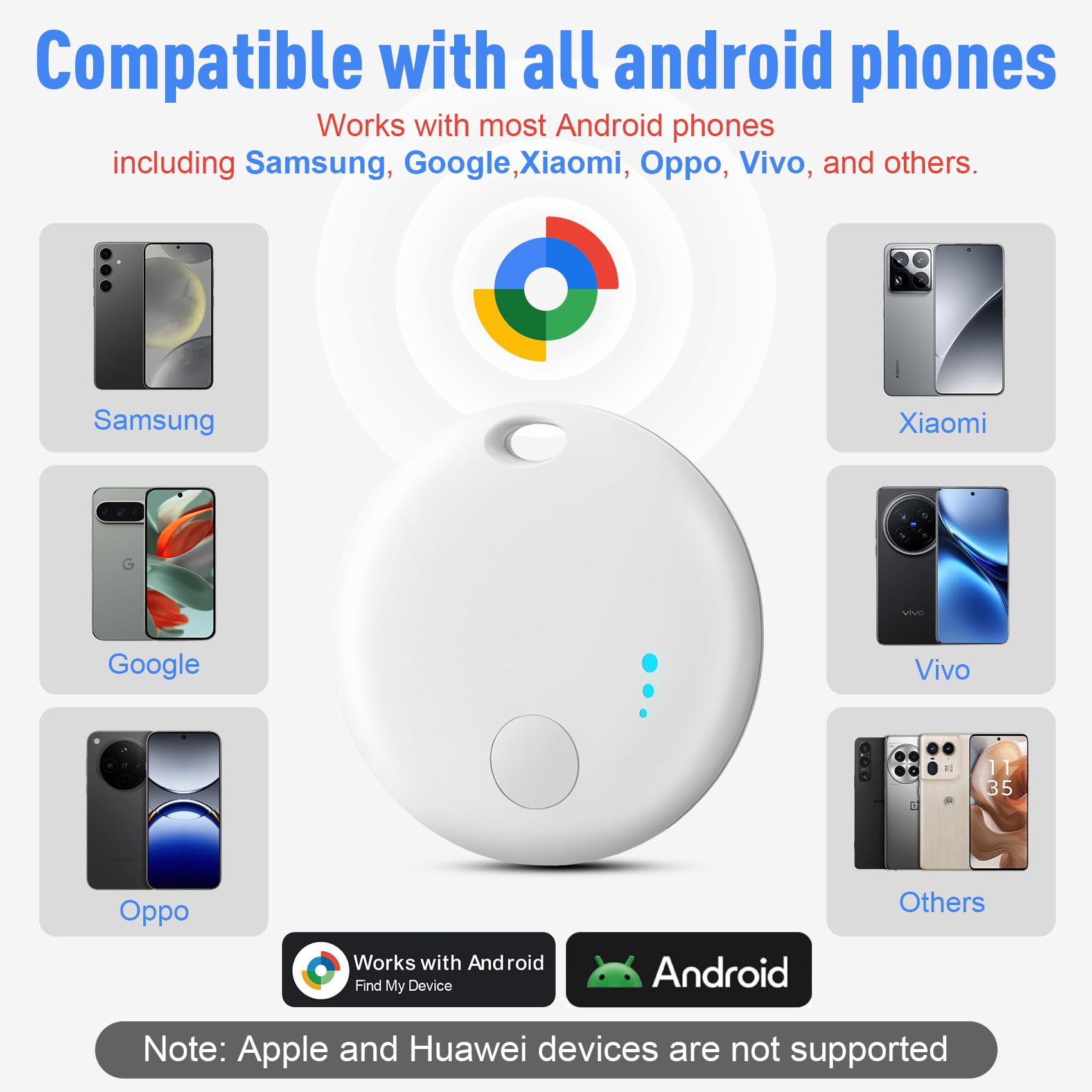 Rastreador Bluetooth para Android, paquete de 4 buscadores de artículos funciona con la aplicación Google Find My Device, buscador de llaves y localizador de artículos para llaves, cartera, bolsas