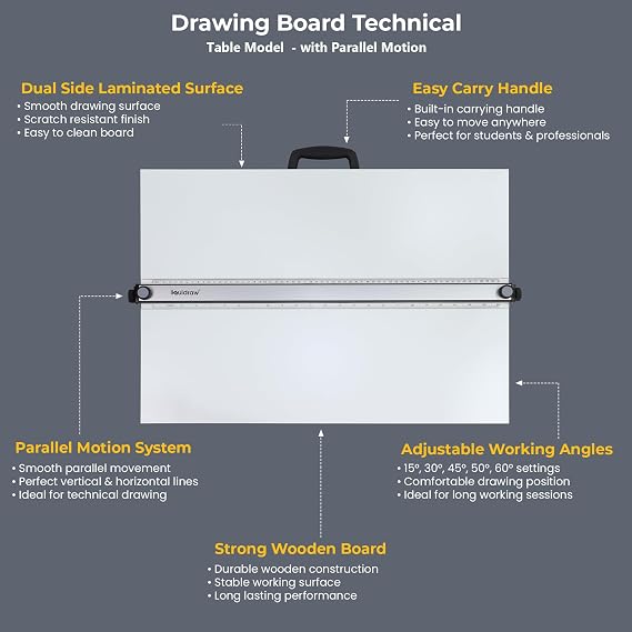 Liquidraw Drafting Board with Parallel Motion Bar - 20 x 26in