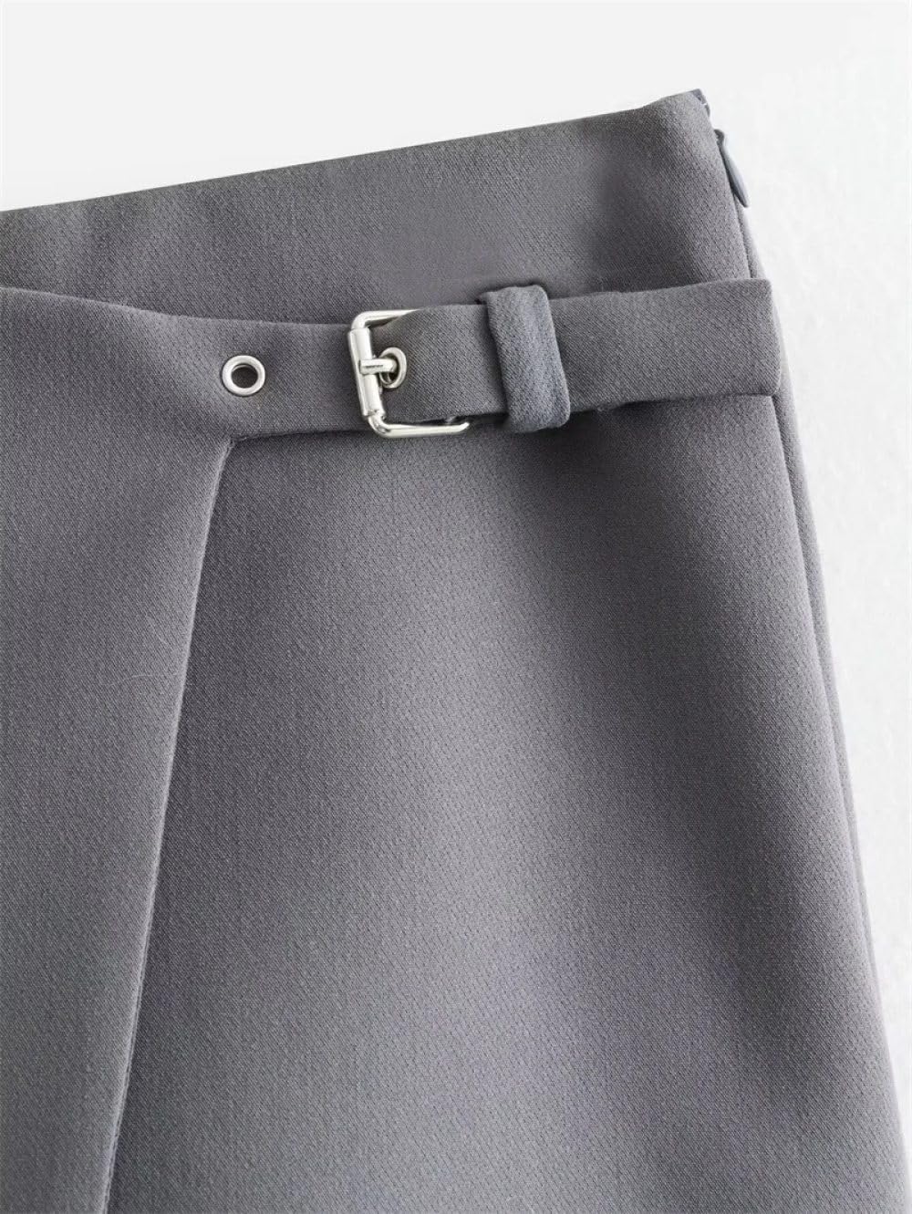 SWEPER Jupe Courte Femme - Short Décoré Asymétriquement pour Femmes, Mode, Fermeture Éclair Latérale, Taille Haute, Couleur Unie, Tenue De Bureau