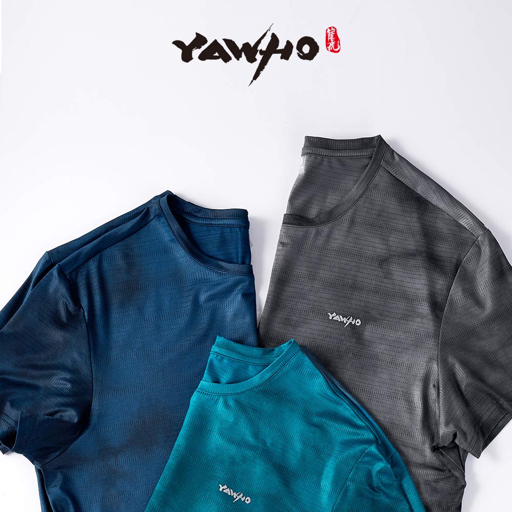 Camiseta de deporte para hombre, 1 – 3 unidades, manga corta, cuello redondo, transpirable, de secado rápido, camiseta funcional, camiseta para correr, entrenamiento, 0228 Blue1+Blue2+Grey, S