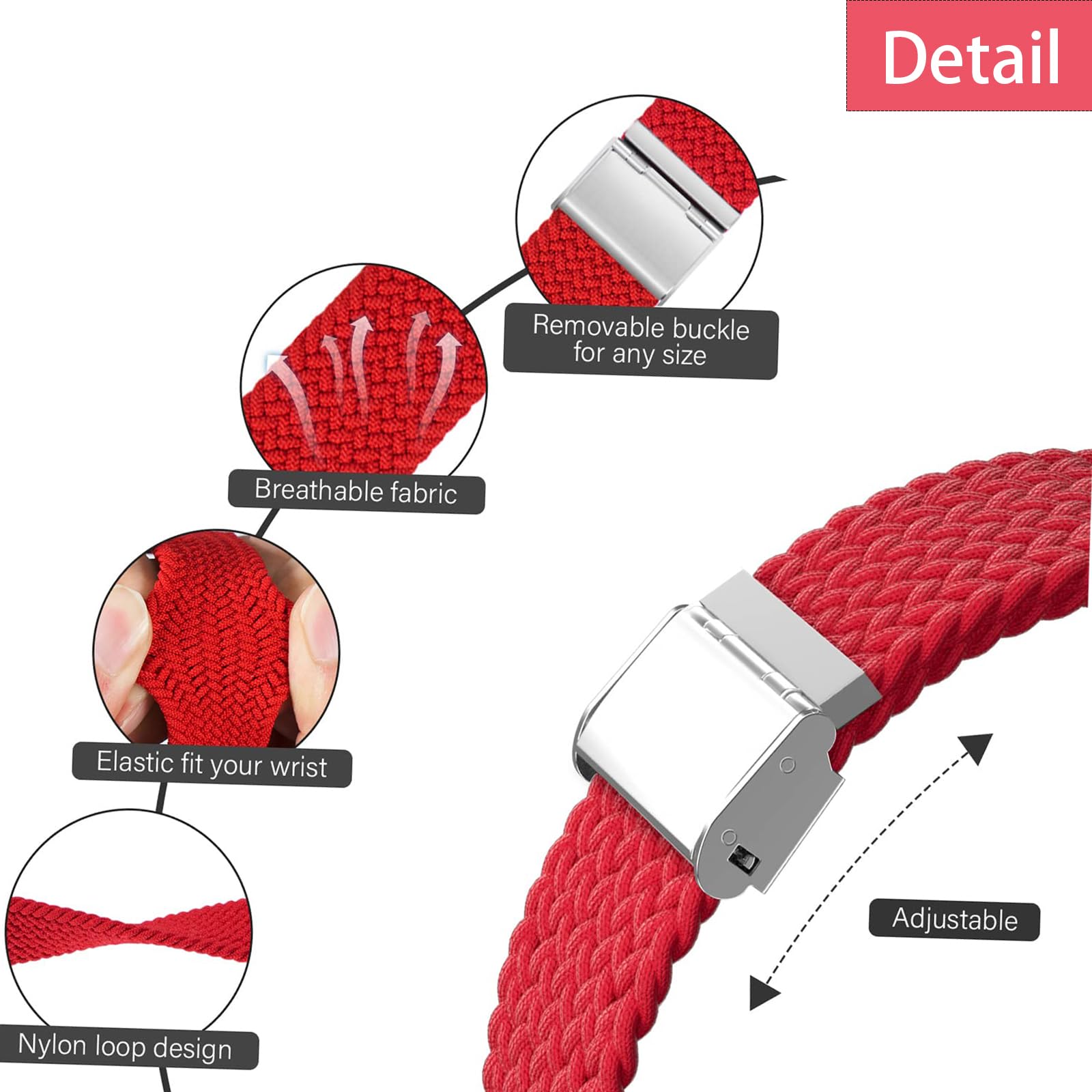 Harikiri Braided Straps Compatible with Xiaomi Mi Band - Soft Elastic Nylon Replacement Strap for Men and Women - Image 3