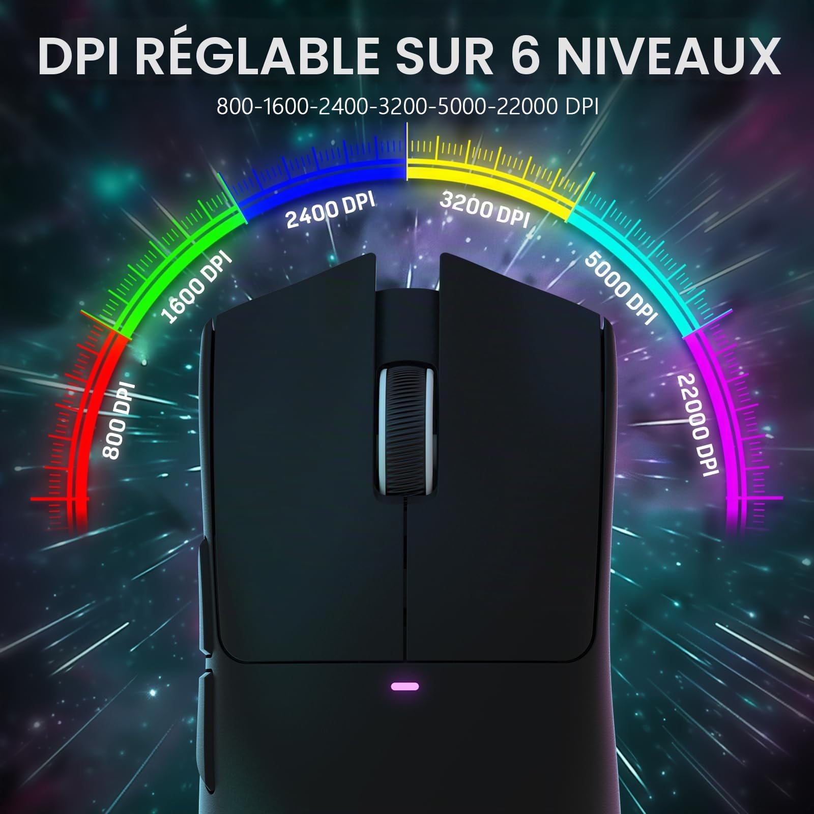 LexonElec x Attack Shark X11 Souris de Jeu sans Fil avec Station de Chargement Magnétique RVB, PixArt PAW3311, Souris de Jeu Tri-Mode Ultralégère 59 g, Filaire/2,4 G/BT, 22K DPI-Black