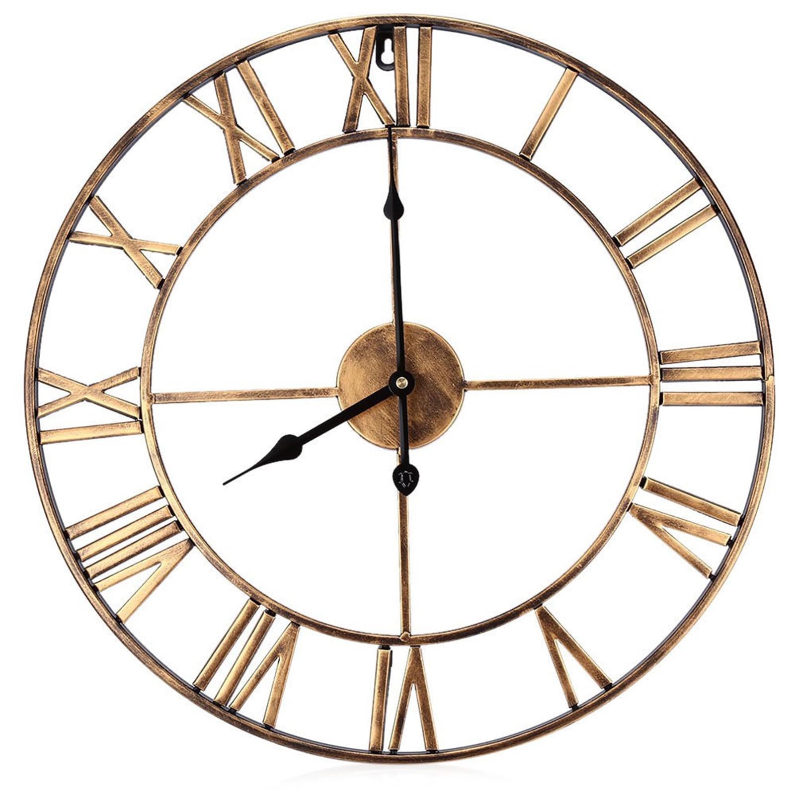 NHDVDVAV Vintage Metal Roman Numeral Wall Clock, Silent Non-Ticking,Metal Frame Farmhouse Patio Wall Clocks for Living Room Kitchen Bedroom,B,60cm