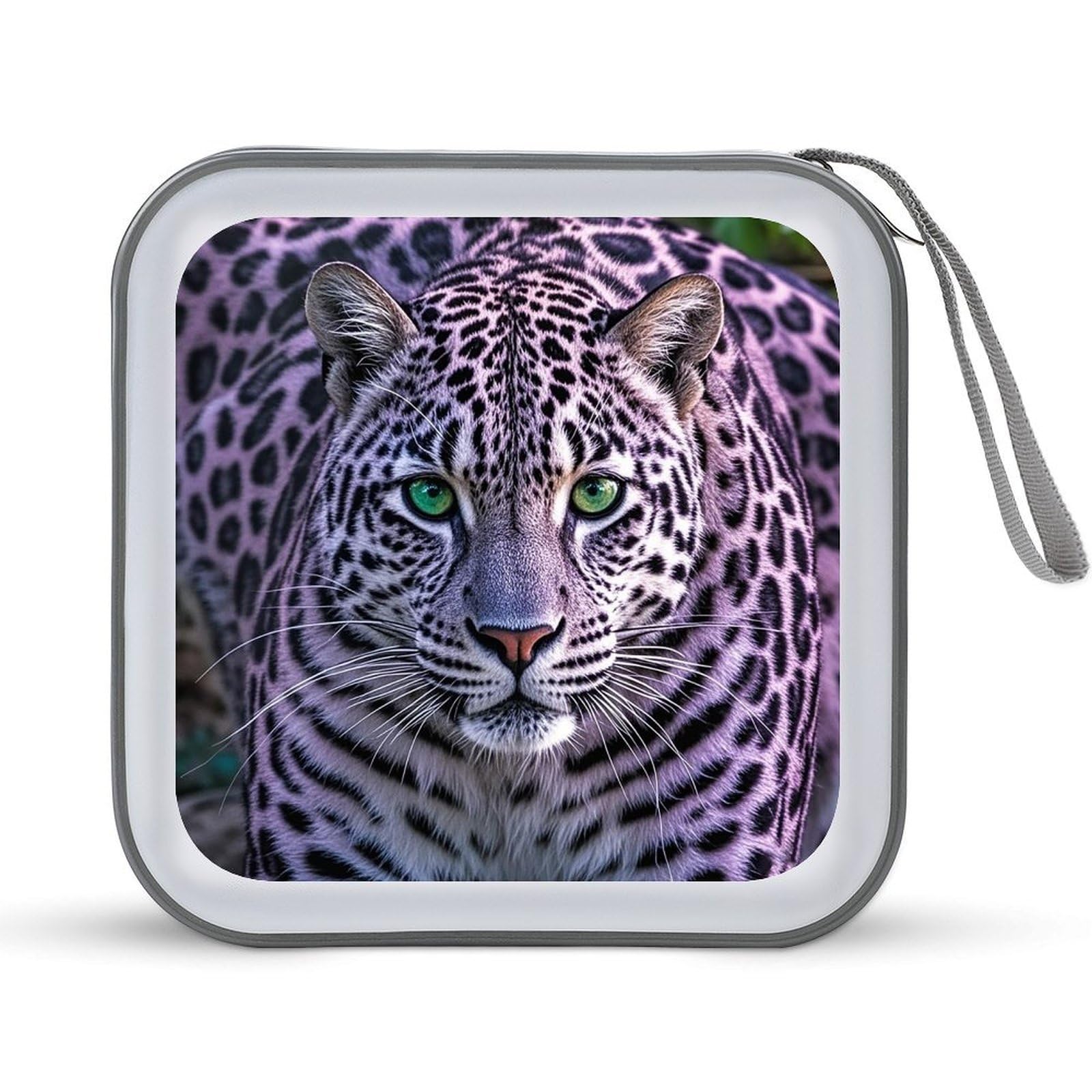 FekiLoot Purple Leopard CD Case Portable DVD Case Holder Large Storage Disc Wallet Bag 40 Capacity Hard Plastic Disc Cases Storage Binder DVD Case Wallet for Car Home Travel