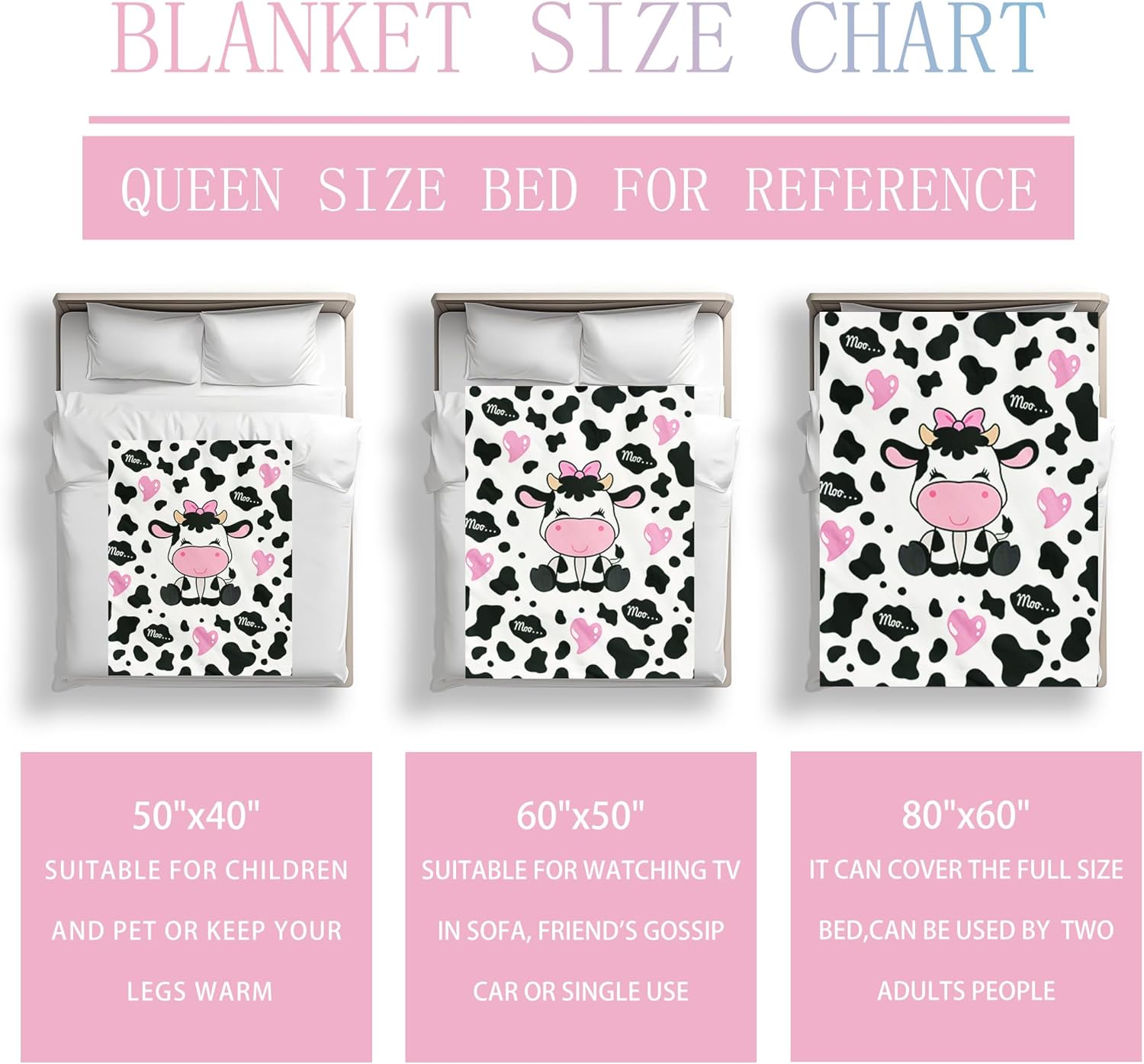 Cow Blanket Gifts for Cow Lovers Cows Throw Blanket Cute Cows Bedding Decor Stuff Gifts for Girls Women 50"x40" - Image 7