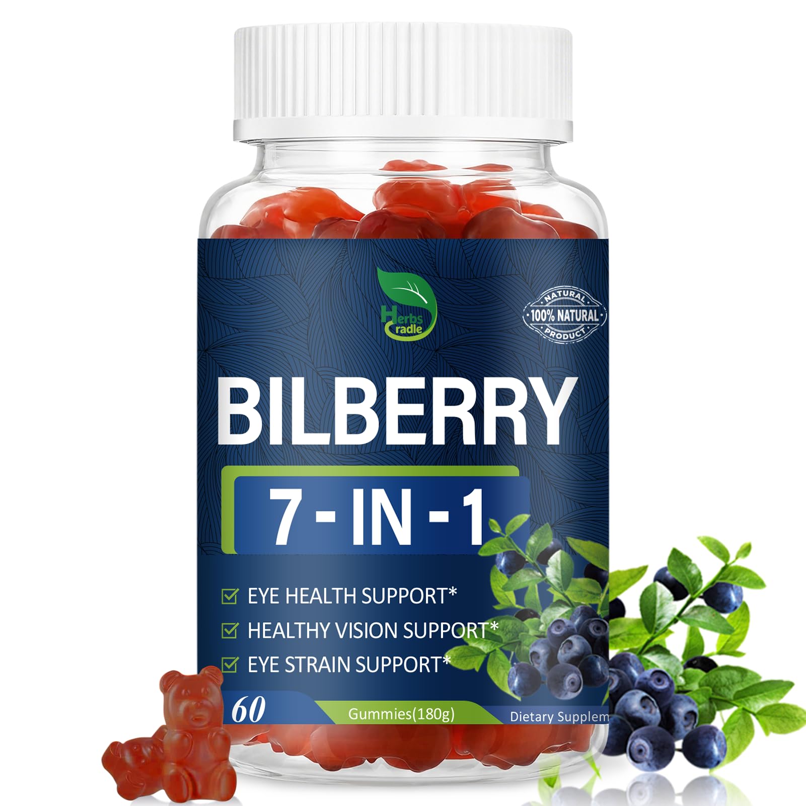 Bilberry Extract Gummies for Eye Health Support, 60Count
