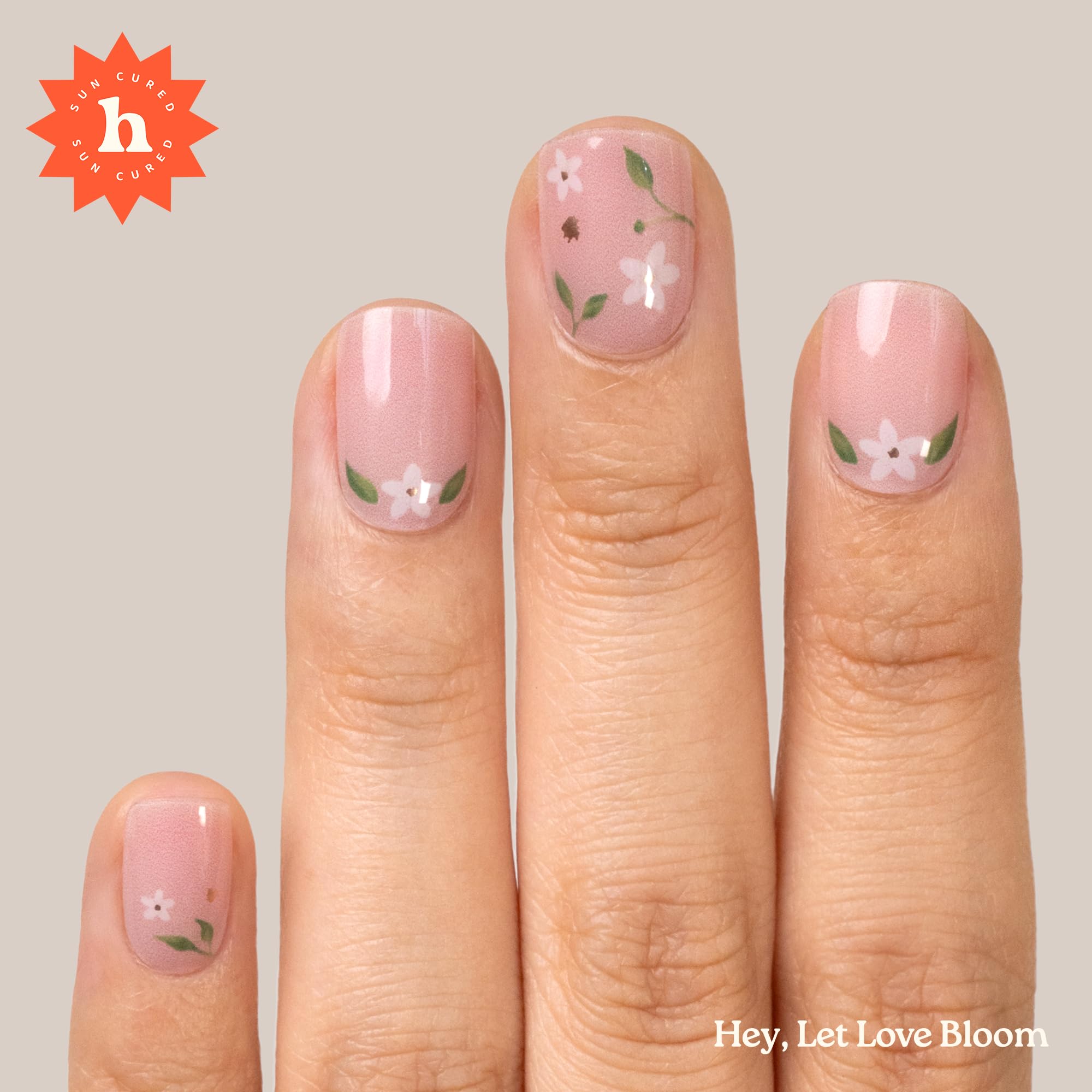 Heyhae Tiras de uñas de gel semicuradas de calidad de salón - Hey, Let Love Bloom