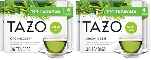 Vista 8 de Bolsitas de té verde orgánico Zen de Tazo, té sin cafeína con refrescante citronela y hierbabuena, 144 bolsitas de té en total