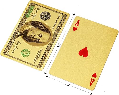 Miniatura 7 de Magic Kiss Naipes impermeables del póker de la hoja del oro y de la plata, baraja de plástico que juega a las cartas regalo (oro 3 cubiertas)