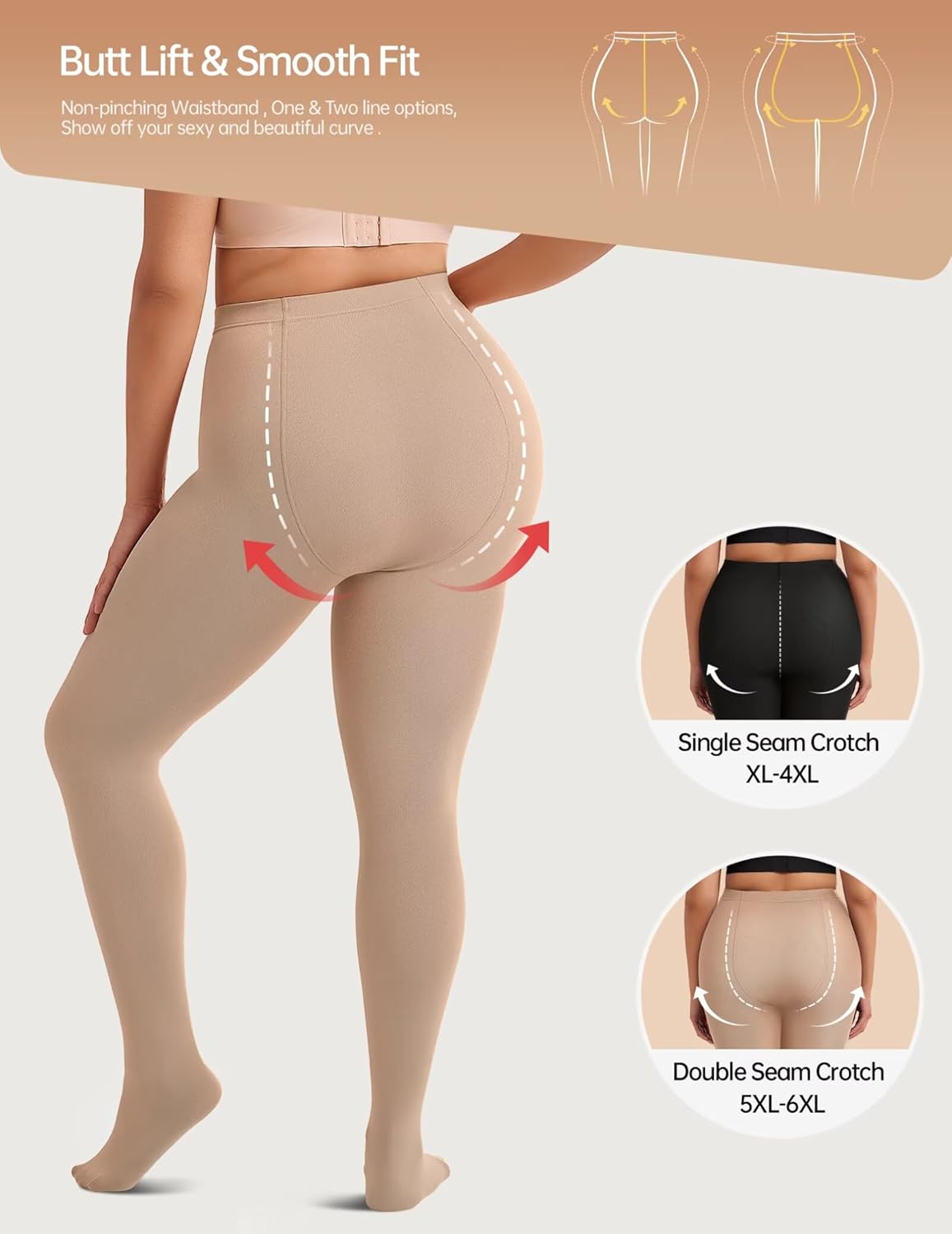 Vertvie Plus Size Fleece Lined Tights for Women Thermal Pantyhose Winter Warm Thick Tights High Waisted Opaque Leggings - Image 4