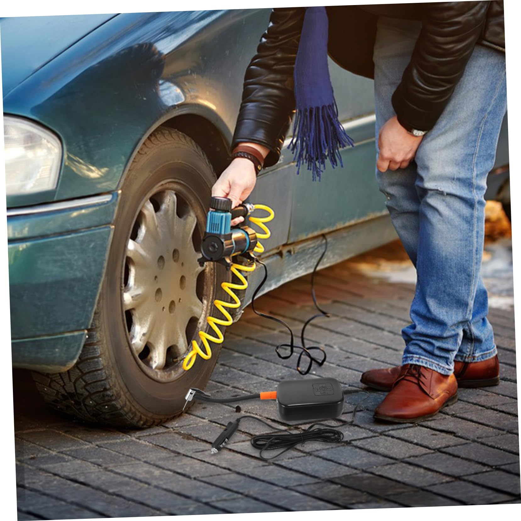 Compresseur D'air Portable pour Pneus de Voiture 12v, Gonfleur