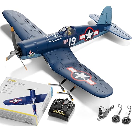 LEAMBE Brushless 4 Channel RC Plane F4U Corsair 500mm Remote Control Airplane Fighter RTF with 6-Axis Gyro, 3 Modes & Aerobatics for Beginners & Adults