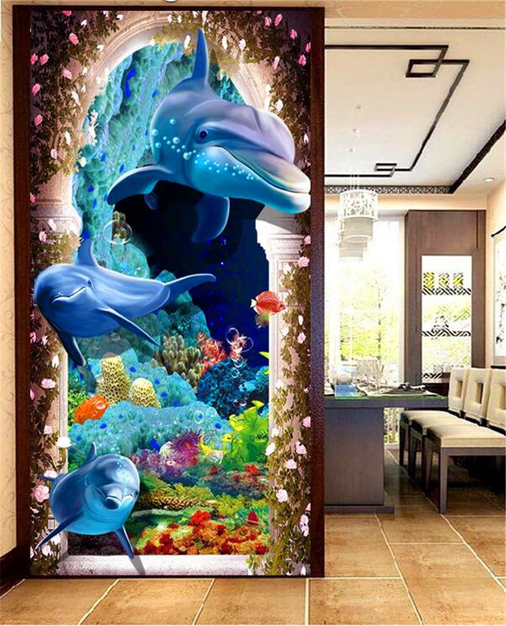 5D "zrób to sam" malarstwo diamentowe dla dorosłych, kompletny niebieski delfin, 80 x 160 cm, diamentowy obraz, kryształ, stras, haft krzyżykowy, zestaw do haftu, duży diament, sztuka rzemiosło, dekoracja ścienna