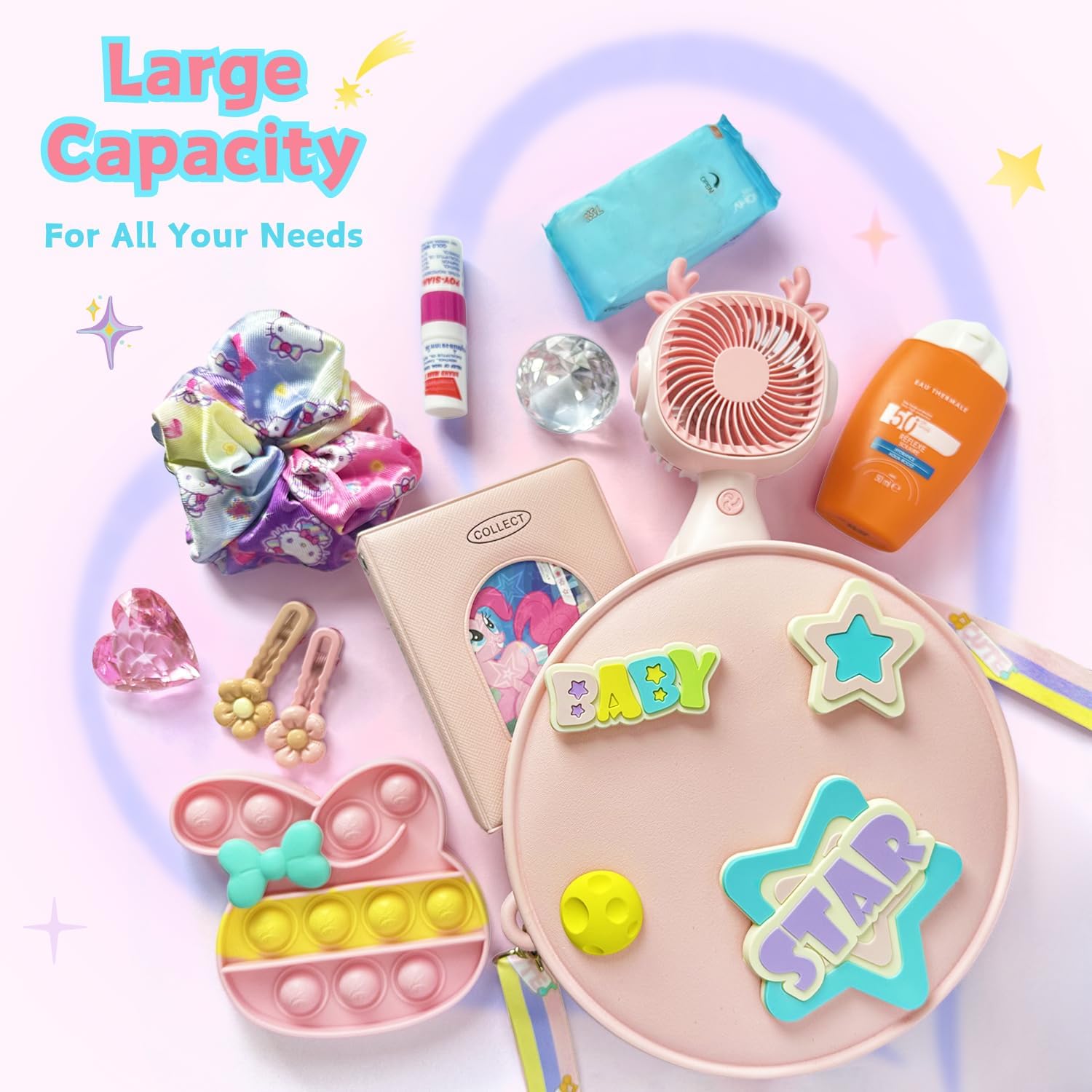 NLR FUN Purse Gift for Girls, Colorful DIY Crossbody/Shoulder Bag, Wallet with Detachable Decorations and Adjustable Strap - Image 5