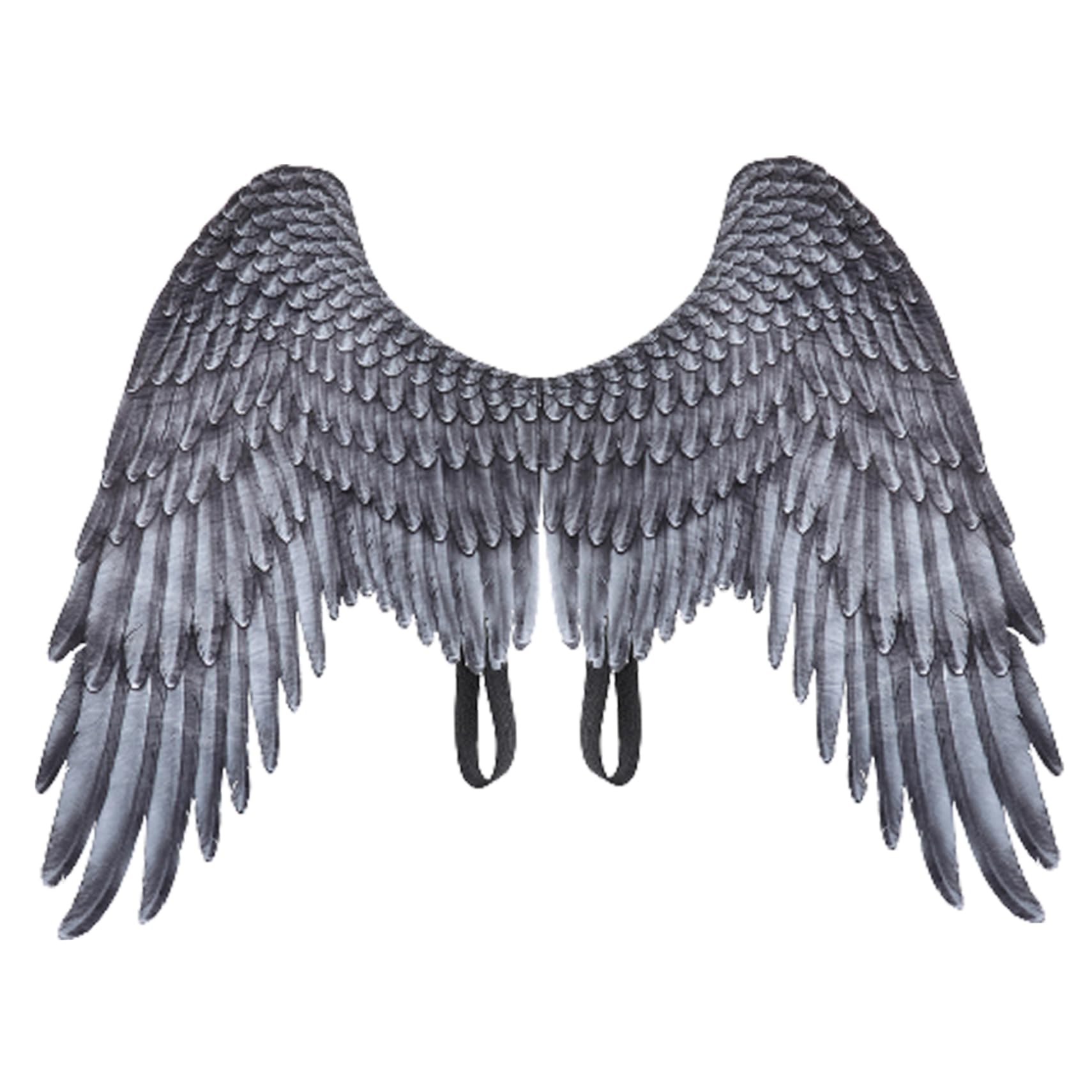 Engel Kostüm Frauen, Engel Flügel für Erwachsene Unisex Freigröße Federn Realistische Halloween Angel Flügel elastischer Schultergurt Nicht gewebter Flügel Kostüm für Party Cosplay Schwarz