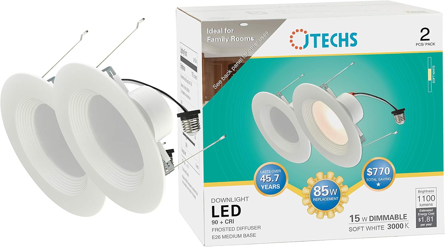 Bulbs, LED, 24pk (12-2pks), 85W, Soft White 3000K, Dimmable, 6" Downlight, E26 Medium Base, Frosted Diffuser