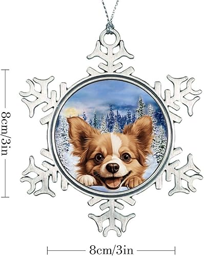 Miniatura 4 de CowkissSign Russian Toy Christmas Snowflake Ornament Russian Toy Cute Funny Peeking Dog Puppy Xmas Keepsake Gifts Metal Snowflake Xmas Tree