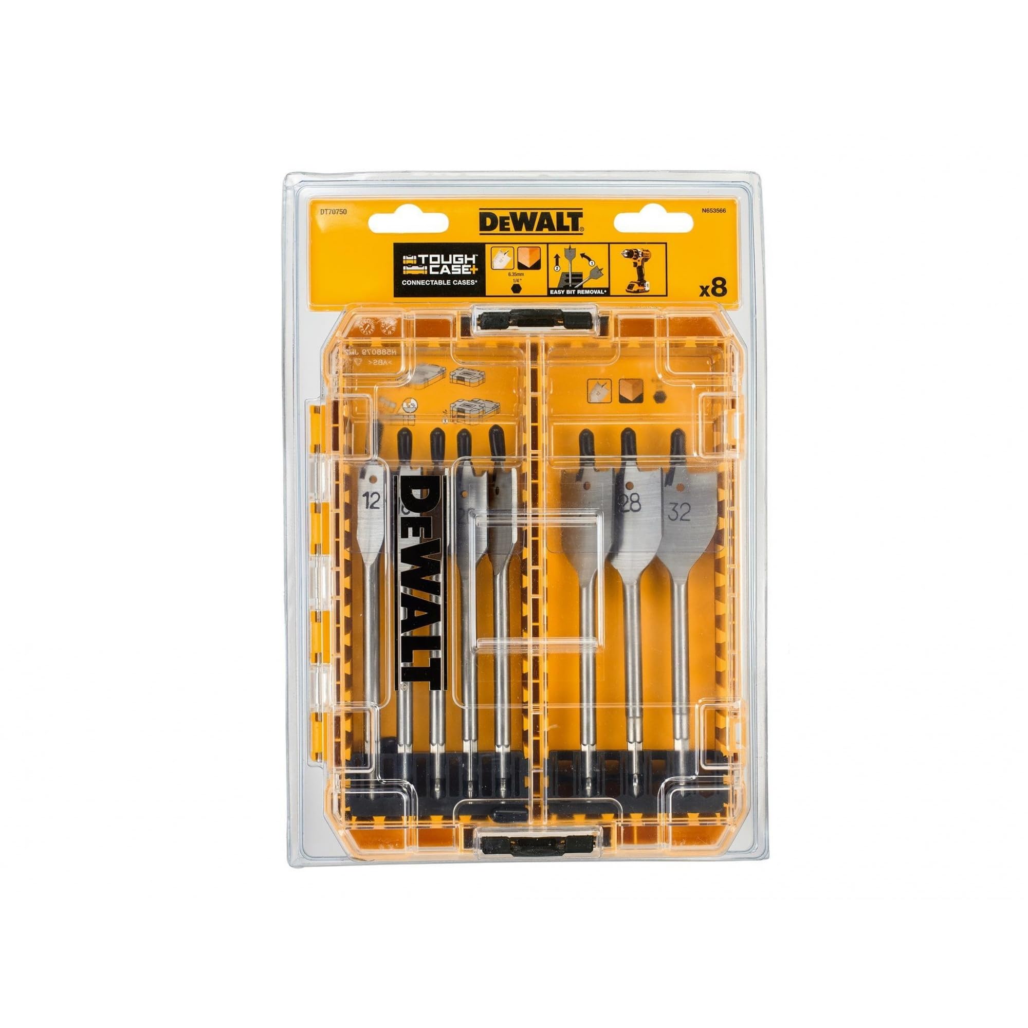DeWalt DT70750-QZ - Toughcase: Juego de 8 brocas para madera - Para taladro y atornillador