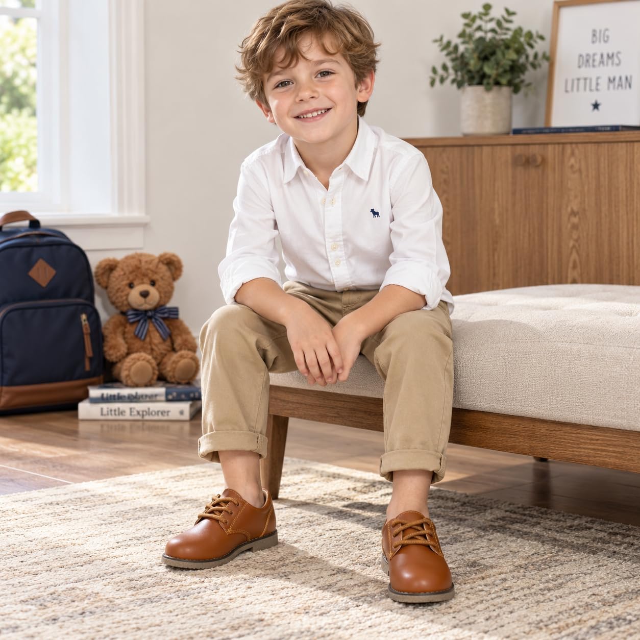 KIDSUN Toddler Dress Shoes Boys Girls Lace Up Oxford Shoes School Uniform Loafer Flats Casual Wedding Party Shoes