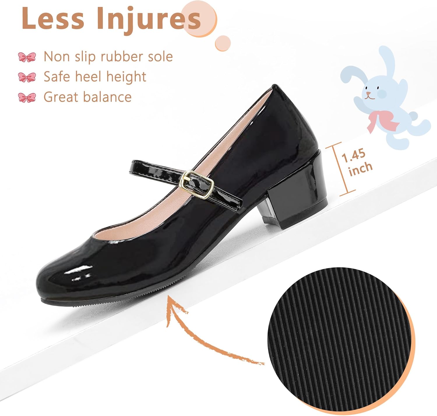 MIXIN Girls Mary Jane Dress Shoes - Princess Ballerina Flats Low Heels for School Party Wedding, Back to School Shoes for Girls (Little Kid/Big Kids) - Image 5
