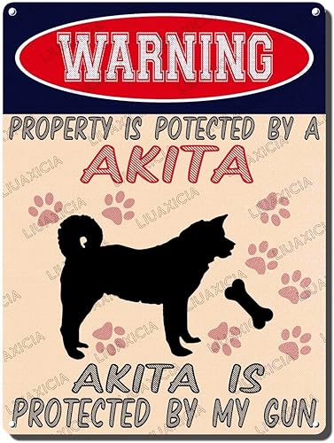 Miniatura 15 de Letrero de hojalata retro con texto en inglés "Warning Property Is Potected By A American Bulldog Is Protected By My Gun", decoración de pared para