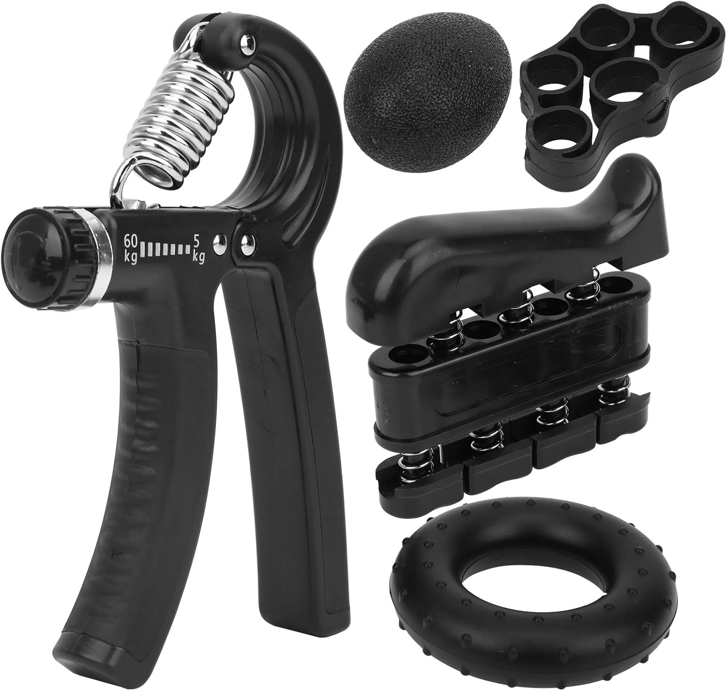 Hand Grip Strengthener Kit (5 Pack), 5kg60kg Adjustable Resistance