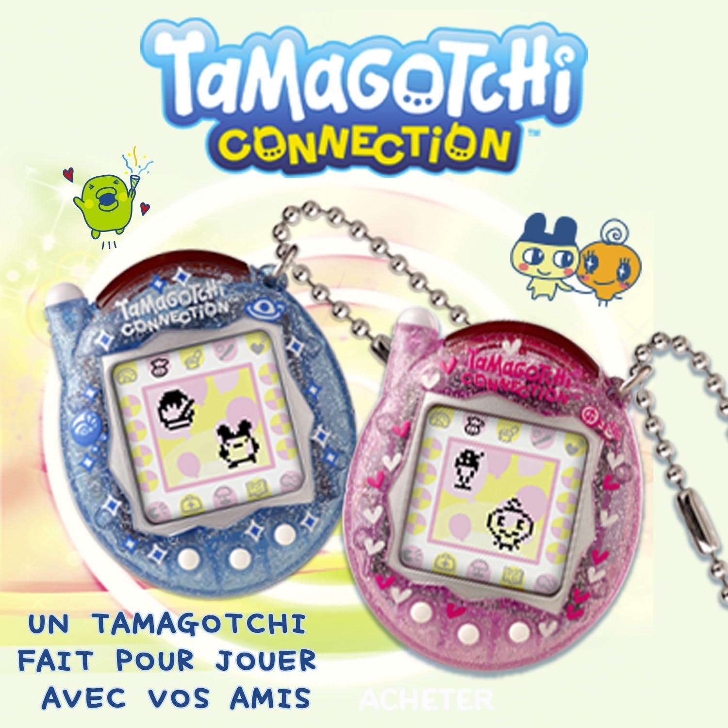 Bandai - Tamagotchi Connection Neon Planet – Animal Virtuel Interactif avec Connexion Infra-Rouge – Grand Écran en français – 6 Mini-Jeux – 50 Personnages à Débloquer - Jouet Enfant 6 ans et + - 44028