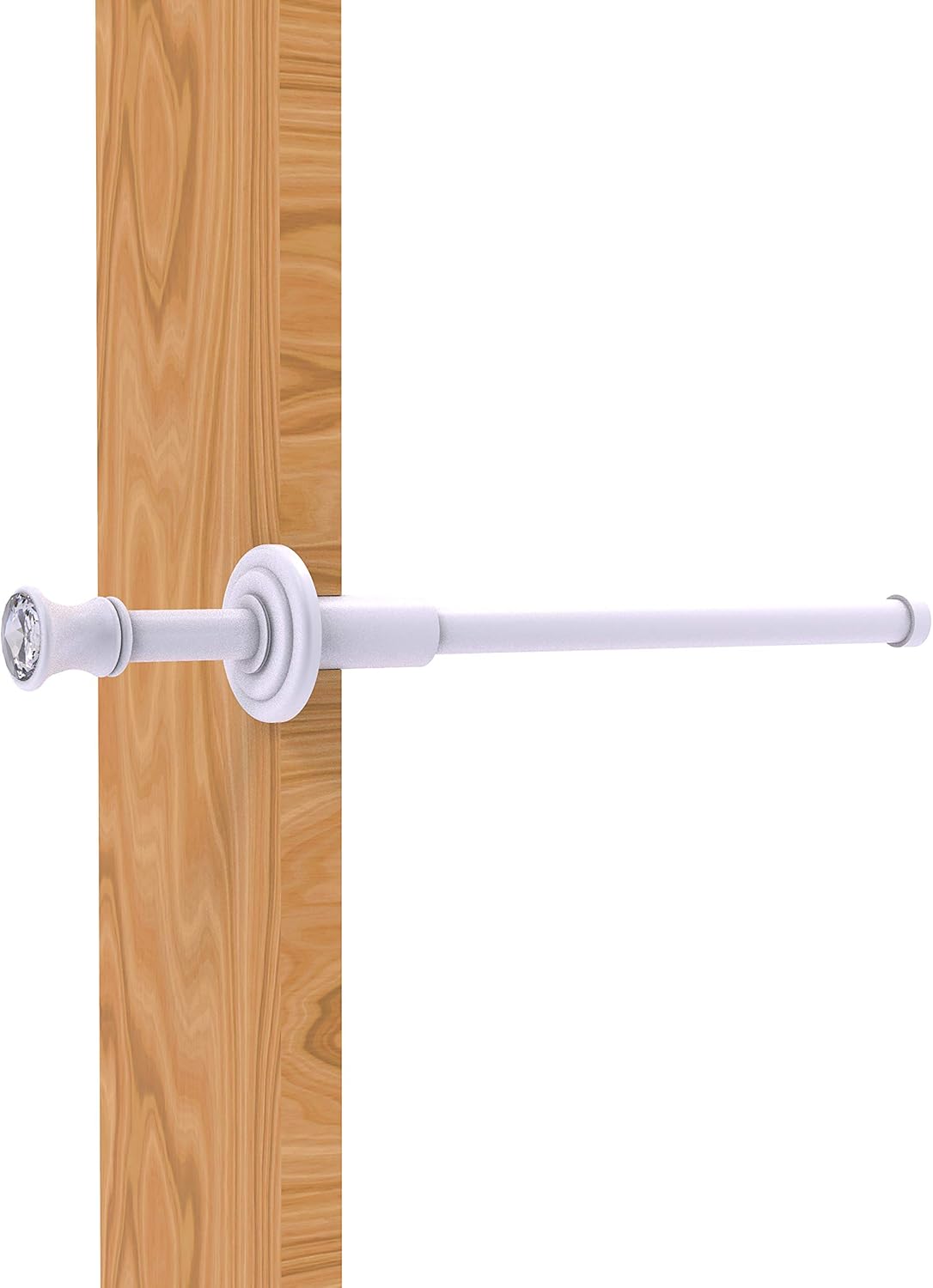 Allied Brass Carolina Crystal Collection Retractable Pullout Garment Rod, Matte White