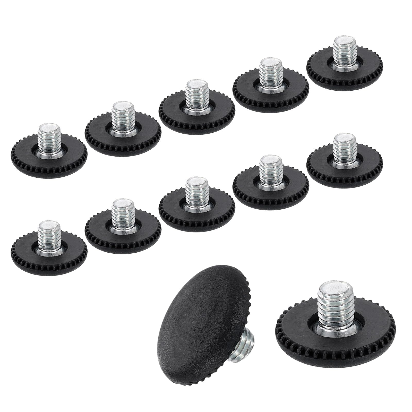 sourcing map Möbelfüße mit M8-Gewinde, 25 x 9 mm, verstellbare Nivelliertischfüße, zum Anschrauben, Möbelgleiter, Nivellierung für Stuhlhockerbeine, Schwarz, 12 Stück