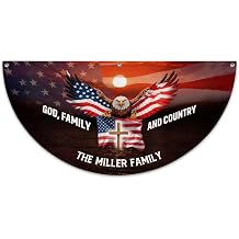 Personalized America's 250th Anniversary Flag Bunting 1.5x3 FT, God Family and Country Eagle Cross USA Fan Flag 1776-2026 Independence Patriotic Banner for Outdoor Yard Porch Decor