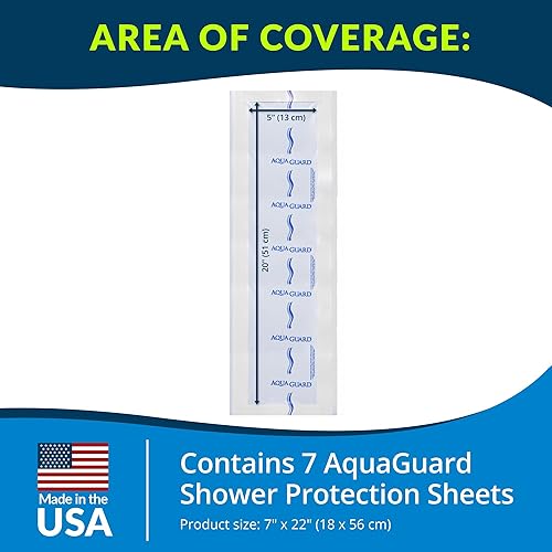 Miniatura 9 de TIDI AquaGuard - Hoja de protección de ducha de 7 x 7 pulgadas, barrera de humedad autoadhesiva, fabricada sin látex, cubierta de heridas para