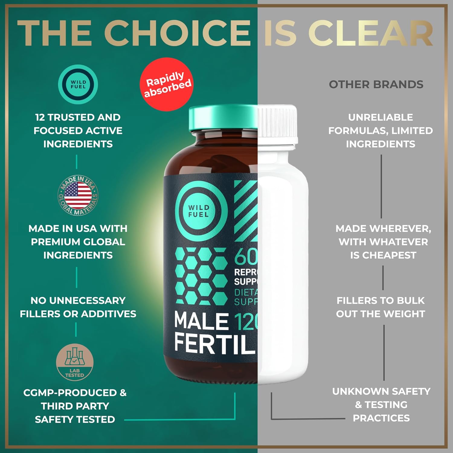 Fertility Supplements for Men Prenatal Vitamin - Maca Root, Ashwagandha, Zinc, Plus Naturals - Conception for Him Men Fertility Vitamins and Male Fertility Support Supplements - 120 Caps for 2 Months