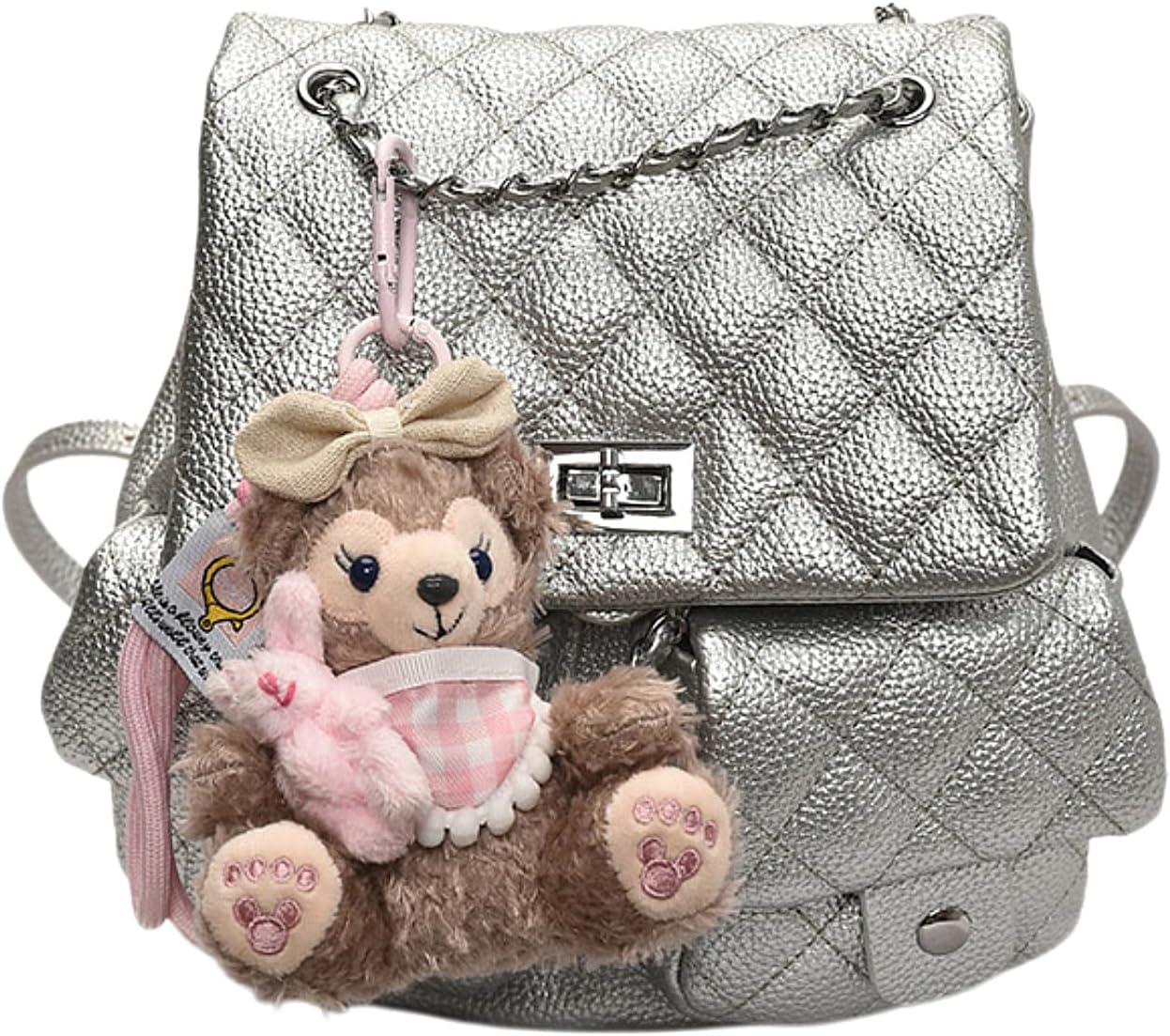 Cute Quilted BackPack for Women Small Vintage Travel Purse Boho Shoulder Handbags with Pockets Chain and Zipper