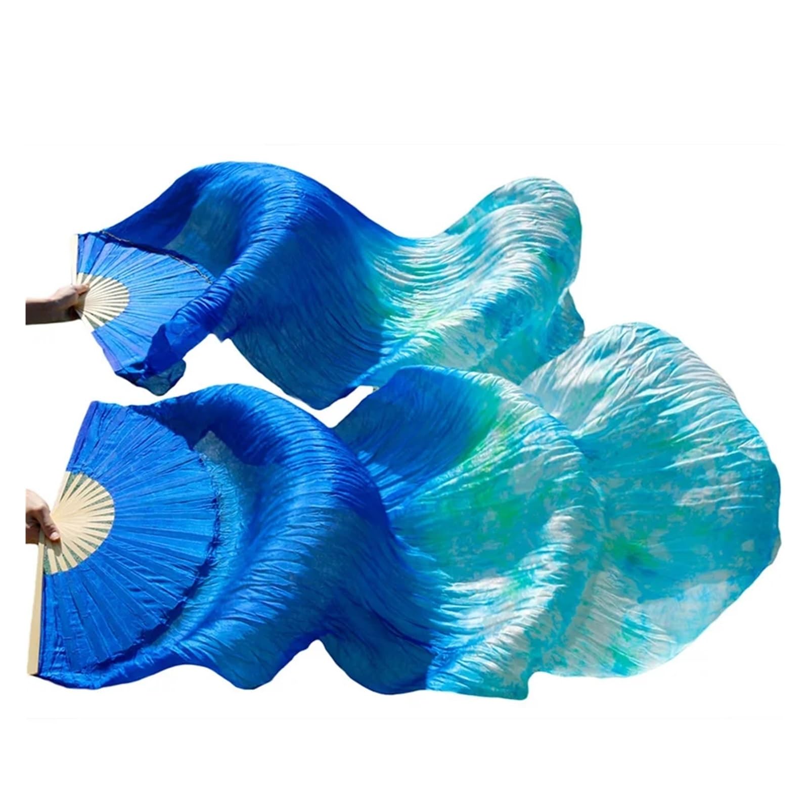 HPLWJO Belly Dance Real Silk Fans,Women 150 * 90cm 1 Pair (Left+Right) Silk Long Fans Veils, Belly Dance Dancing Silk Fans for Dance Performance