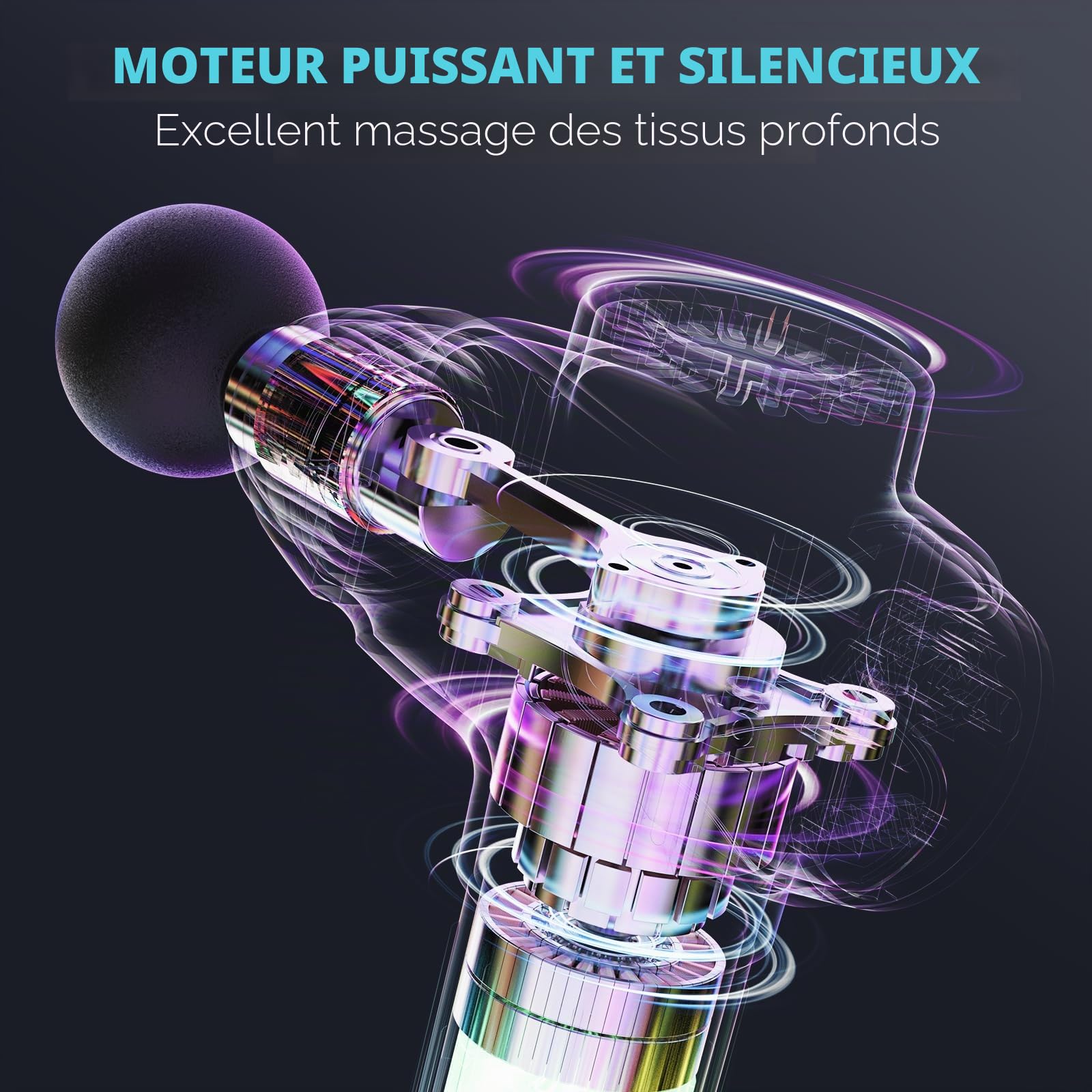 Valano Pistolet de Massage Musculaire Professionnel, Massage Gun avec 10 Têtes & 7 Vitesses Masseur Dos et Cervicales Silencieux Appareil de Massage Électrique pour Sportif, Idée Cadeau Homme et Femme