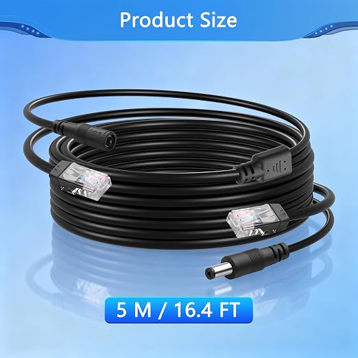 Cable Ethernet Cat5 Polo RJ45 + Cable DC 5.5x2.1mm 5 m miniatura 6